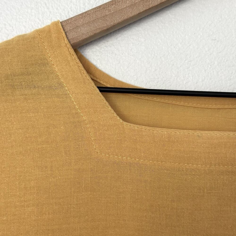 Women's 100% Cotton Crop Top T Shirt Gold Yellow Square Neck Sz M Handmade Peru - Picture 4 of 8